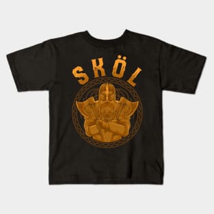 Skol Nordic Scandinavian Warrior Viking Helmet Viking Gifts Kids T-Shirt